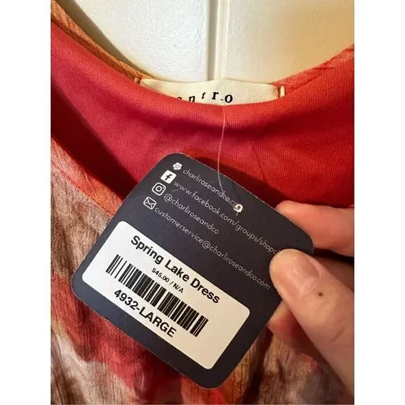 NWT Entro Tie Dye Sleeveless Rayon Lined Colorful Maxi Dress Women Size L - Picture 6 of 12